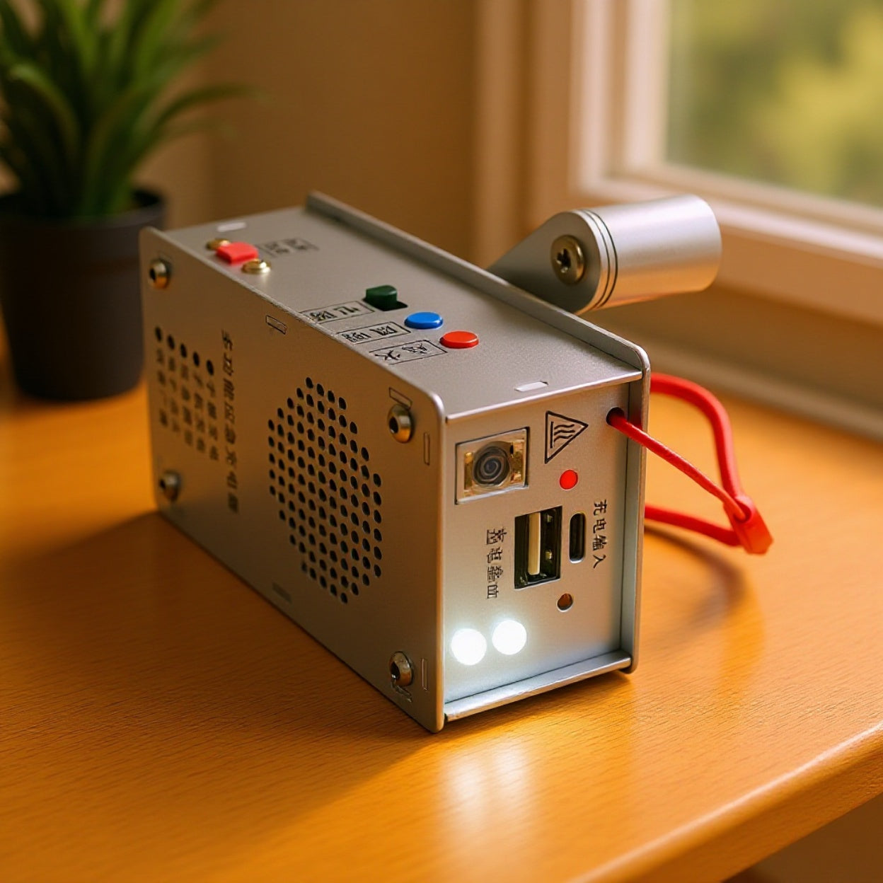 🔋 Hand-Crank Power (1000mAh)