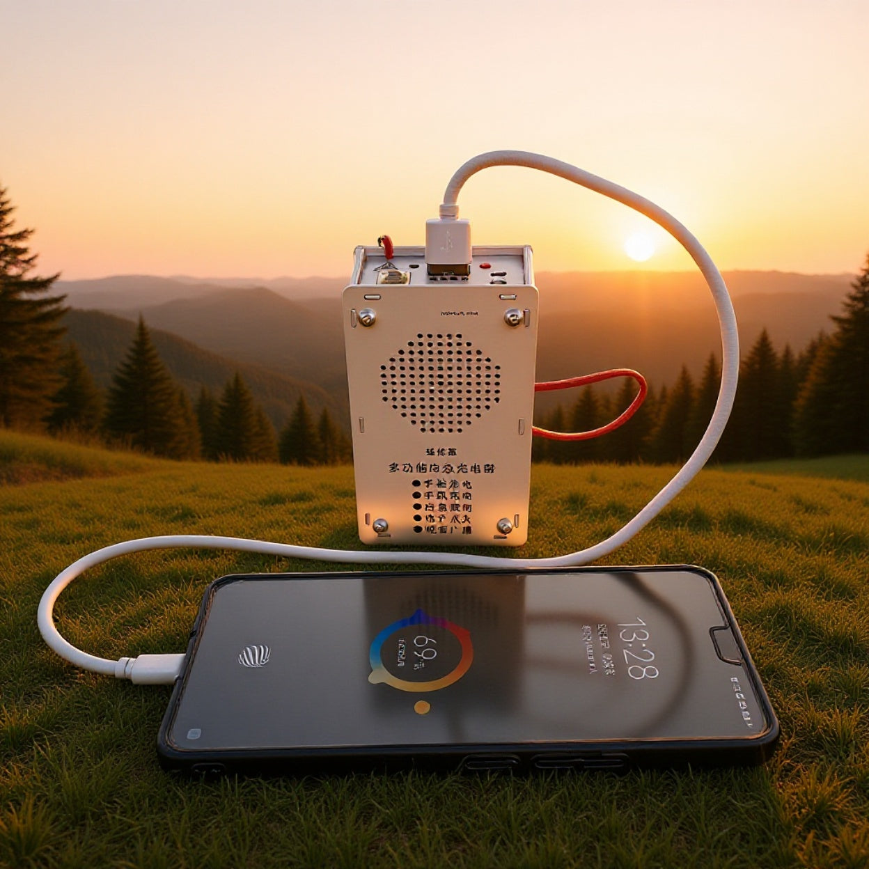 🔋 Hand-Crank Power (1000mAh)